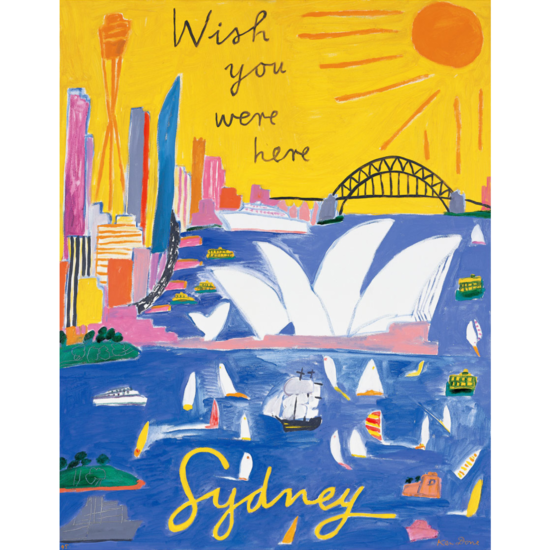 ケン・ドーンの絵画作品　タイトルは、Postcard-from-Sydney-I-1995-Wish-you-were-here